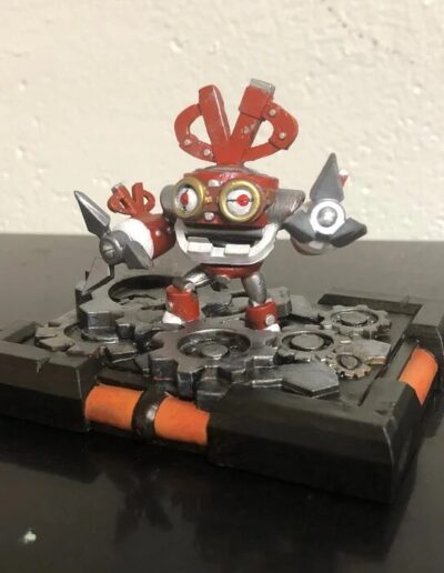 A custom Figure of VVind Up, an employee exclusive character of Vicarious Visions. Figure uses my now defunct base style meant to fit Writable NFC cards